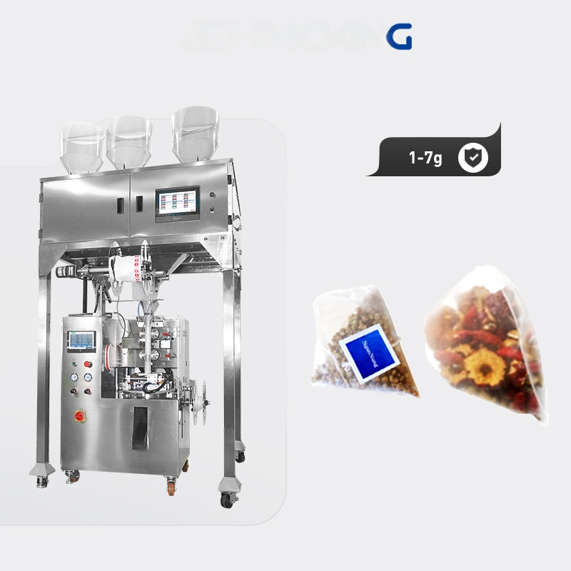 SJB06 electronic weighing nylon triangle bag packing machine with 6 head weighing